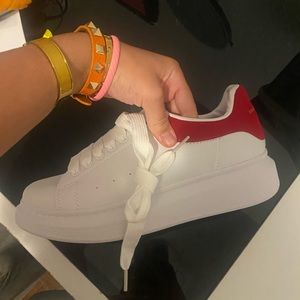 White “Alexander McQueen” with red back platform sneakers they are brand new